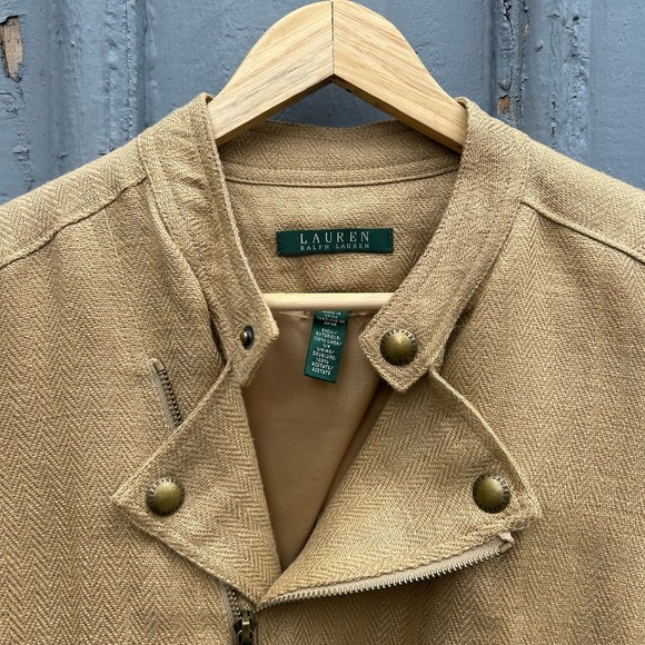 Lauren Ralph Lauren beige Linen moto jacket, size 6 - Picture 4 of 7